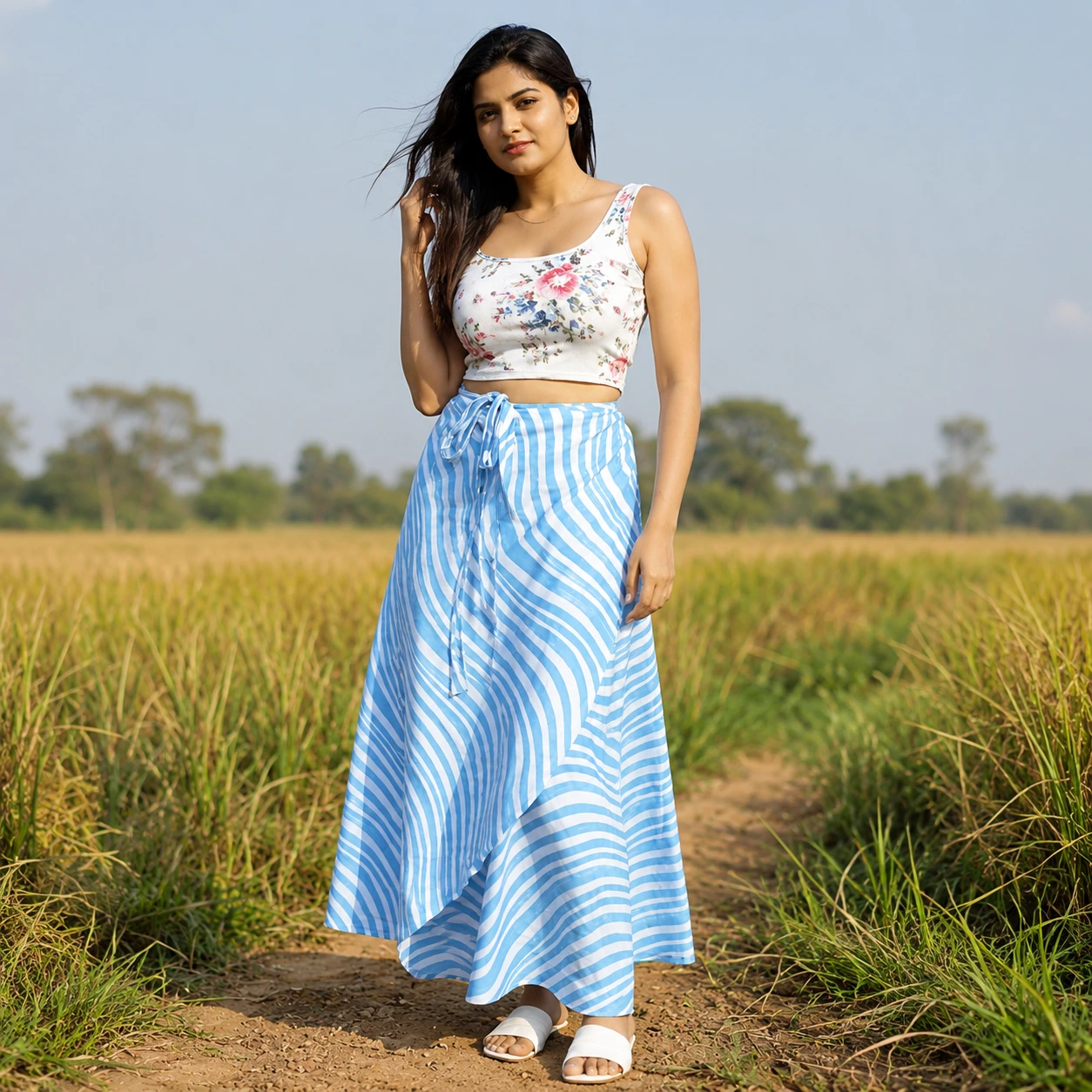 Wrap maxi skirt stitching for designer ethnic wear